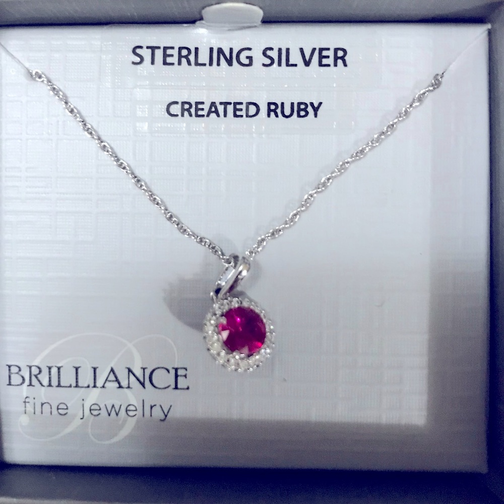 Sterling silver ruby necklace